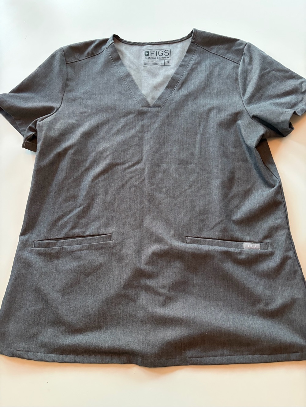 FIGS Women's Gray V-Neck Short Sleeve Scrub Top